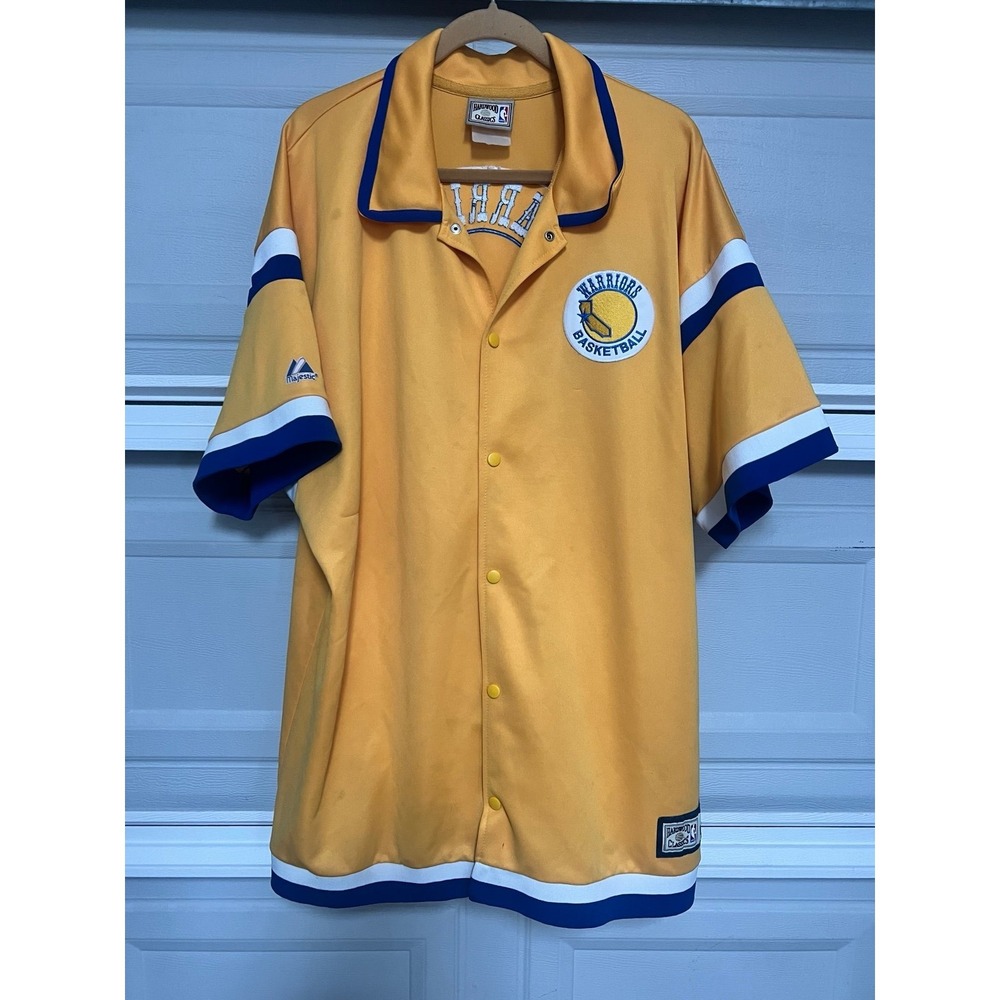 Vintage Golden State Warriors Hardwood Classics Majestic Warm Up Shirt XXL